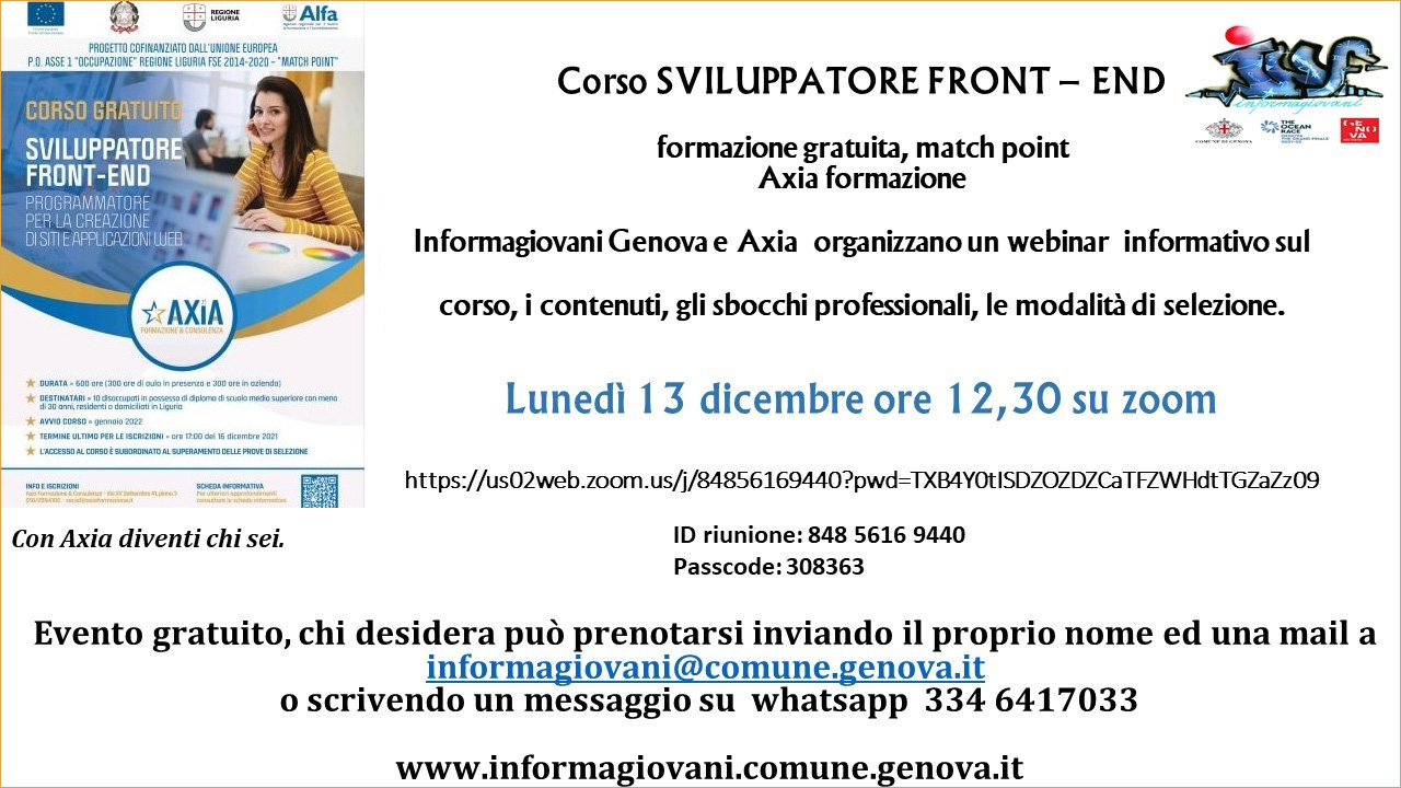 Webinar Informativo sul Corso Sviluppatore Front-End