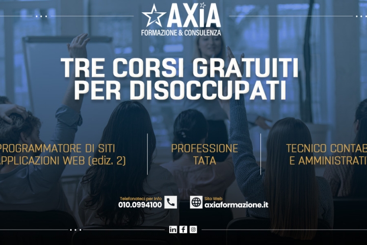 Tre corsi gratuiti per disoccupati